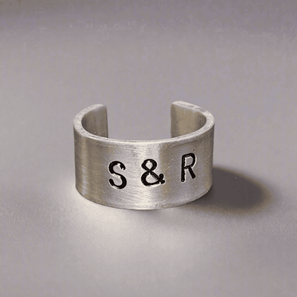 Personalised Ring Pewter Jewellery Girlfriend Boyfriend Unisex Anniversary Gift