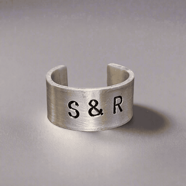 Personalised Ring Pewter Jewellery Girlfriend Boyfriend Unisex Anniversary Gift