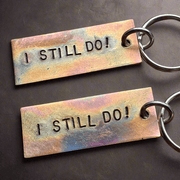 Bronze Anniversary Gift I STILL DO Pair Keychain Keyrings Set Of 2 Husband Wife