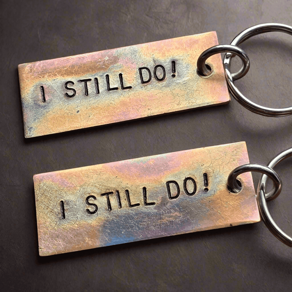 Bronze Anniversary Gift I STILL DO Pair Keychain Keyrings Set Of 2 Husband Wife