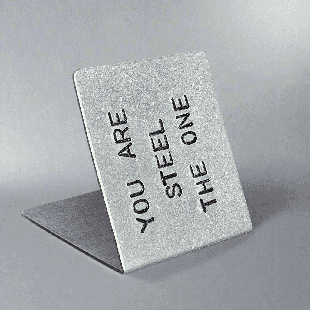 Steel The One Metal Hand Stamped 11th Wedding Anniversary Card