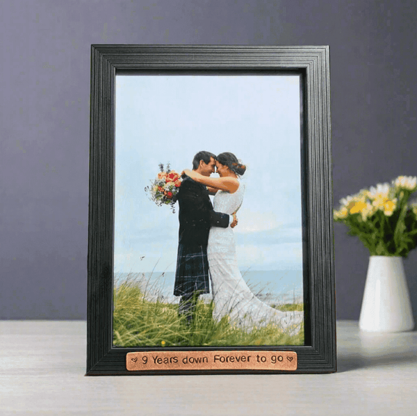 9th Anniversary Photo Frame Gifts 9 Years Down Copper Plaque