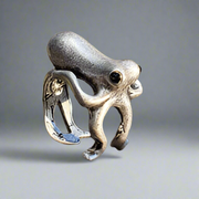 Silver Octopus Ring Adjustable To Fit All Sizes Cosplay Jewellery Kraken