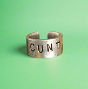 Pewter Cunt Ring Alternative Offensive Jewellery Handmade Silver