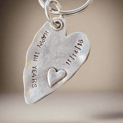 Happy TIN Years Keychain Love Heart Personalised 10th Anniversary Keyring Husband Wife