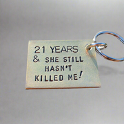 21 Years And She Still Hasn't Killed Me 21st Year Wedding Anniversary Gifts For Men Him Funny Personalised Gift Husband Brass Keychain