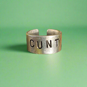 Pewter Cunt Ring Alternative Offensive Jewellery Handmade Silver