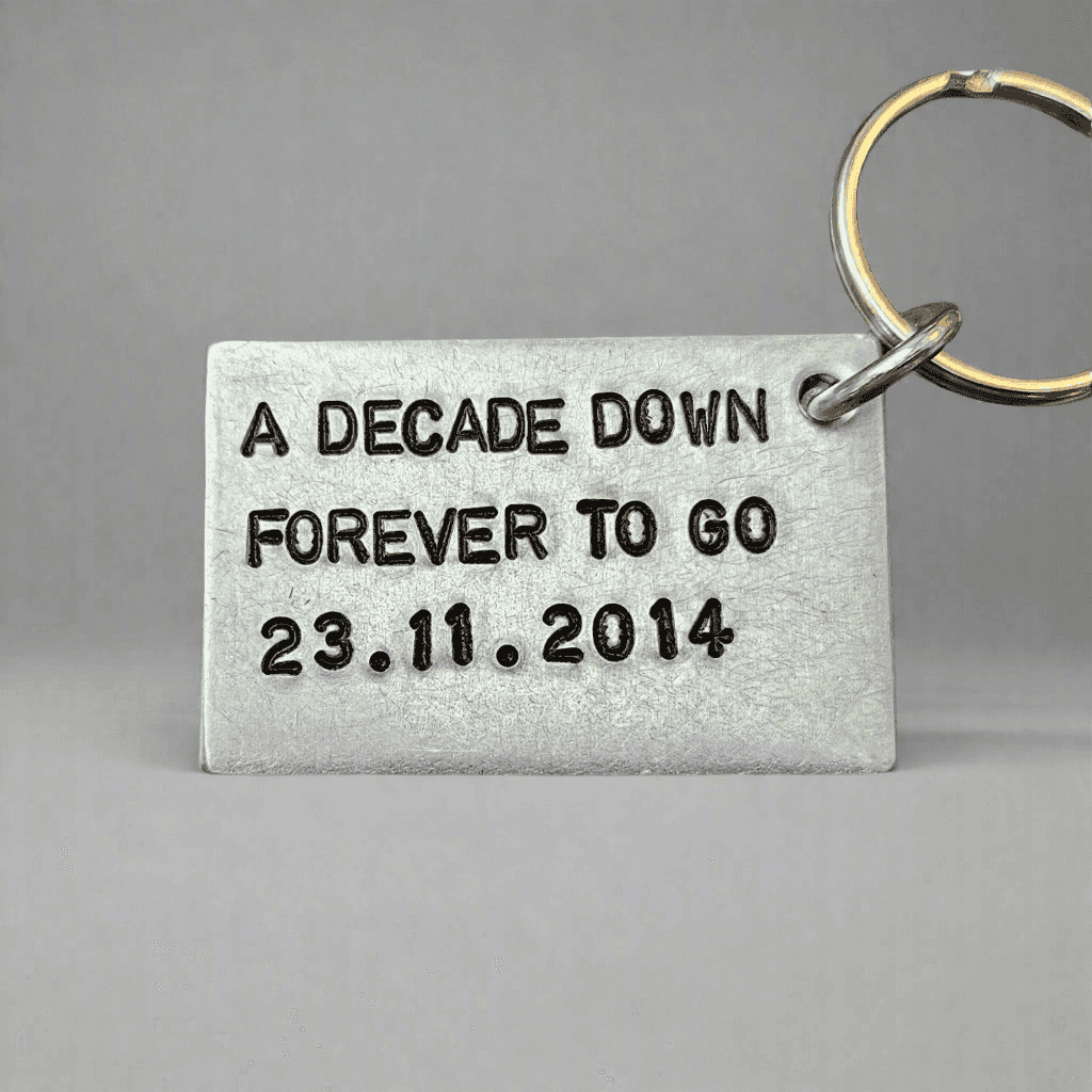 A Decade Down Forever To Go 10th Anniversary Gifts Aluminium Keychain