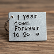 1st Wedding Anniversary Gift 1 Year Down Forever To Go Keychain