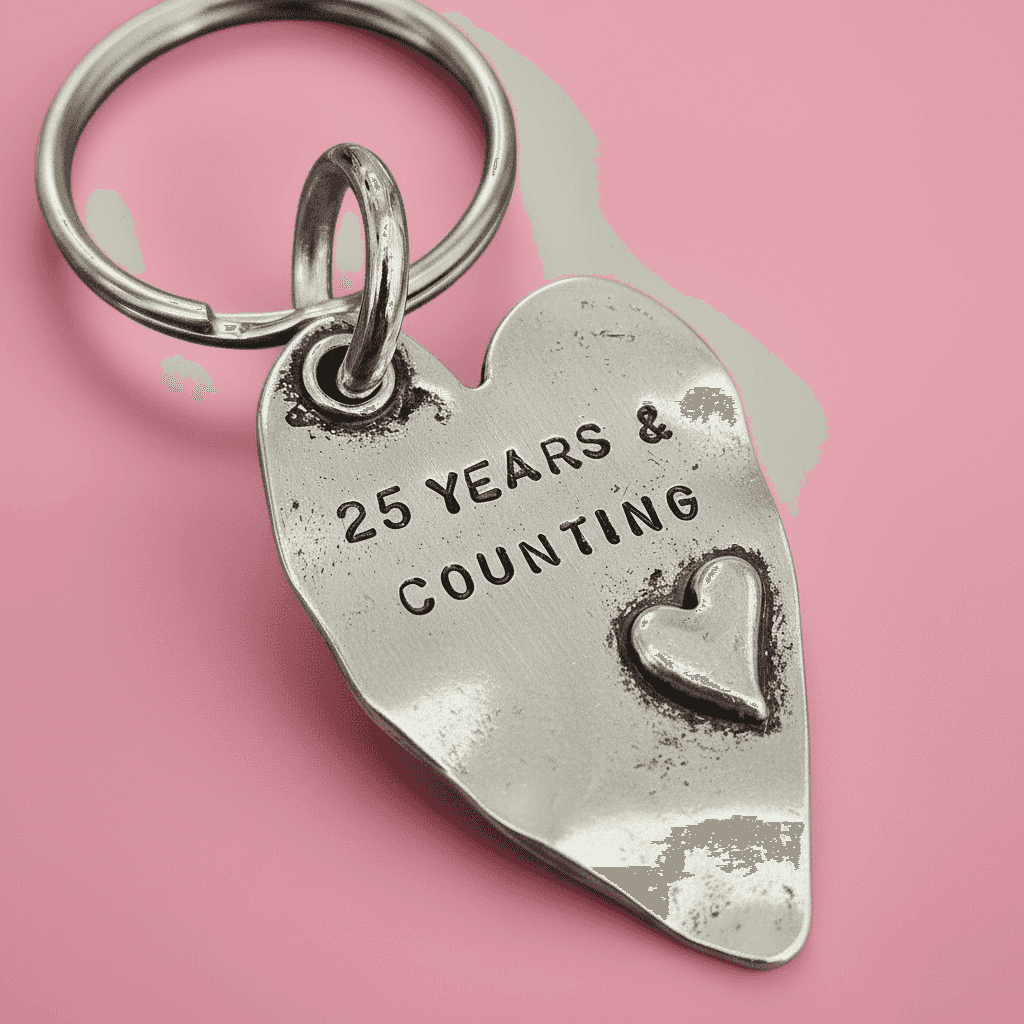 25 Years And Counting 25th Anniversary Keychain Husband Wife Anniversary Gift