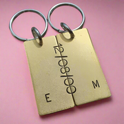Matching Set Keyring 21st Anniversary Personalised Brass Gifts Keychain 21 Years