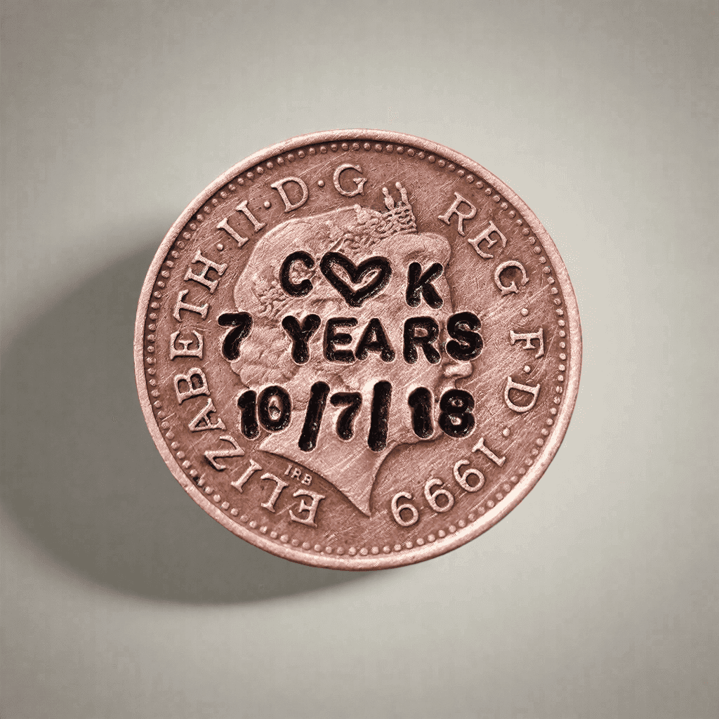 Lucky Penny Personalised 7 Years Copper Wedding Anniversary Gifts Husband Wife 7th Stamped