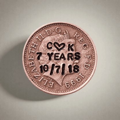 Lucky Penny Personalised 7 Years Copper Wedding Anniversary Gifts Husband Wife 7th Stamped