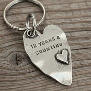 12 Years And Counting Heart Keyring 12th Anniversary Gifts Husband Wife Keychain
