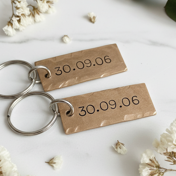 Copper Keychains Personalised Anniversary Gifts COPPER Set Of 2