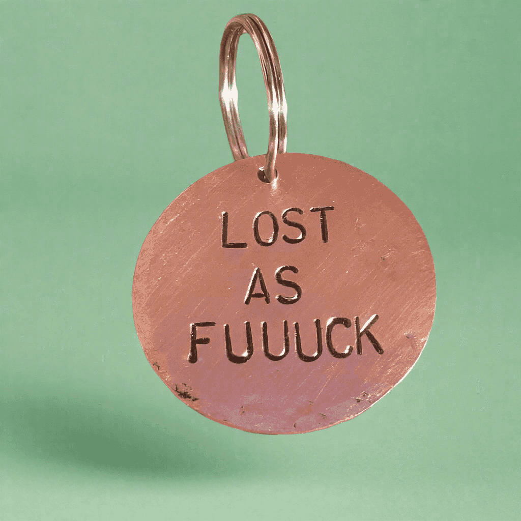 Lost As Fuck Funny Copper Dog Tag Personalised Pets ID Disc