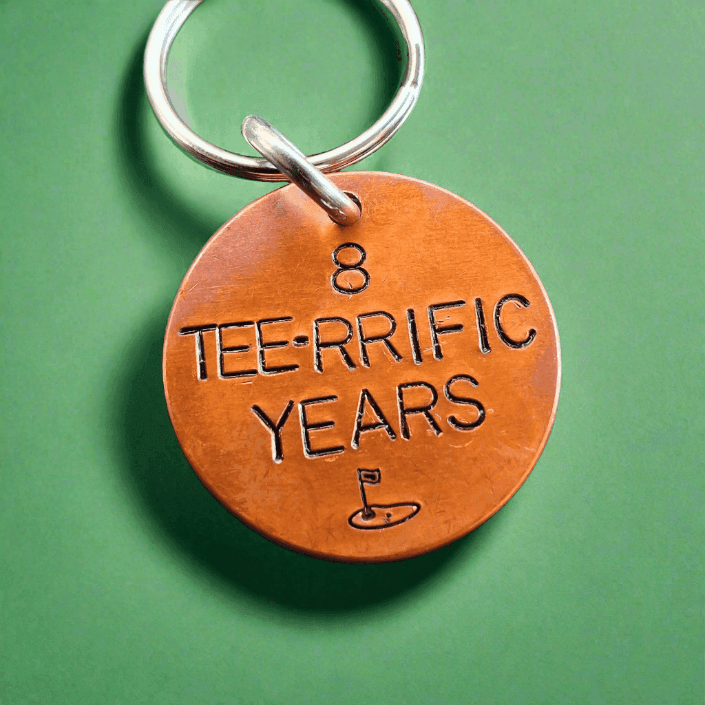 8 Tee-rrific Years Keychain 8th Anniversary Golf Gifts For Husband Keyring