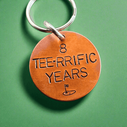 8 Tee-rrific Years Keychain 8th Anniversary Golf Gifts For Husband Keyring