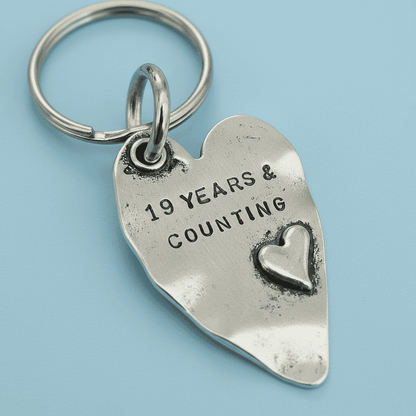 19 Years And Counting Heart Keyring 19th Anniversary Gifts Husband Wife Keychain