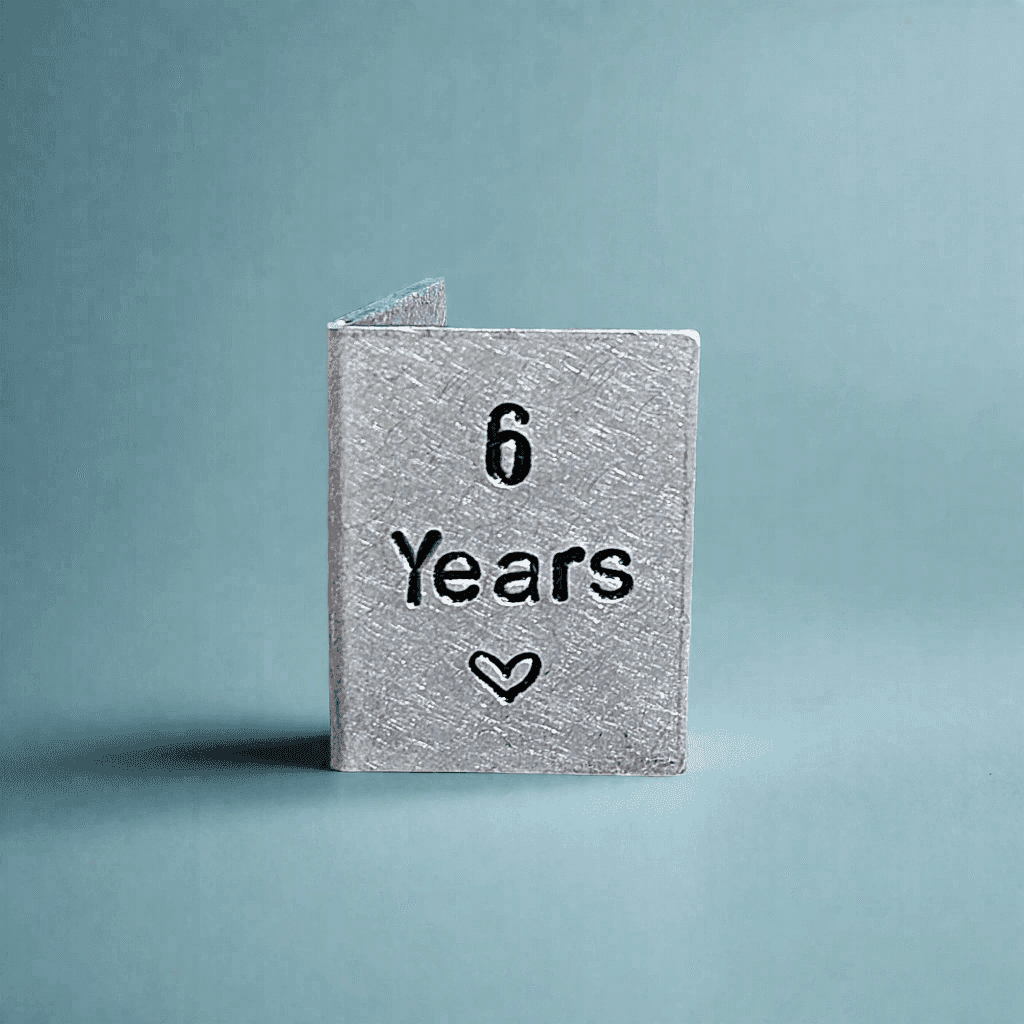 6th Anniversary Gift Years Personalised Hand Stamped METAL Card Gifts