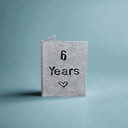 6th Anniversary Gift Years Personalised Hand Stamped METAL Card Gifts