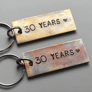 30th Anniversary Gift Pair Of Keychains Keyring 30 Years Husband Wife Bronze