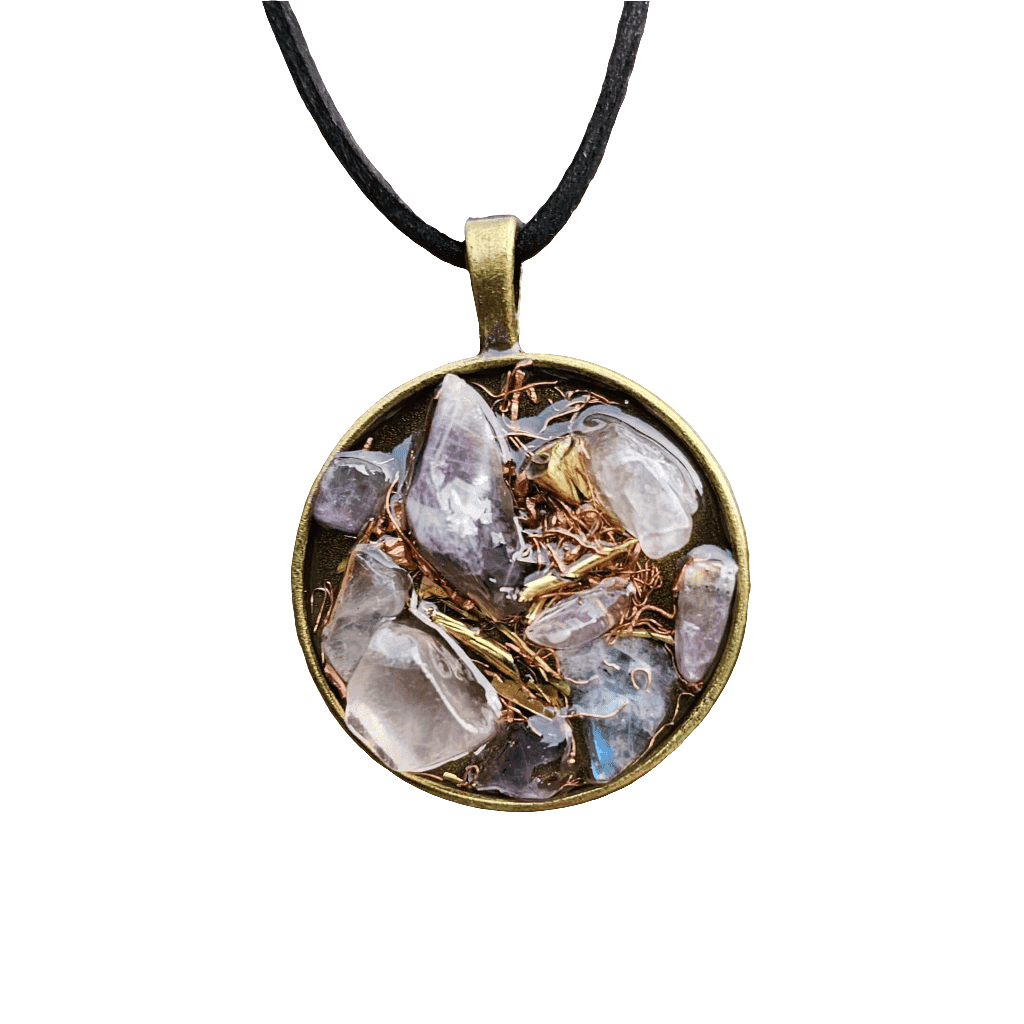 Amethyst Moonstone Orgonite Necklace Orgone Gemstone Rose Quartz Pend