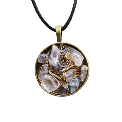 Amethyst Moonstone Orgonite Necklace Orgone Gemstone Rose Quartz Pend