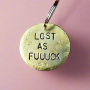 Lost AF Funny Brass Dog Tag Personalised Pets ID Disc Charm Naughty