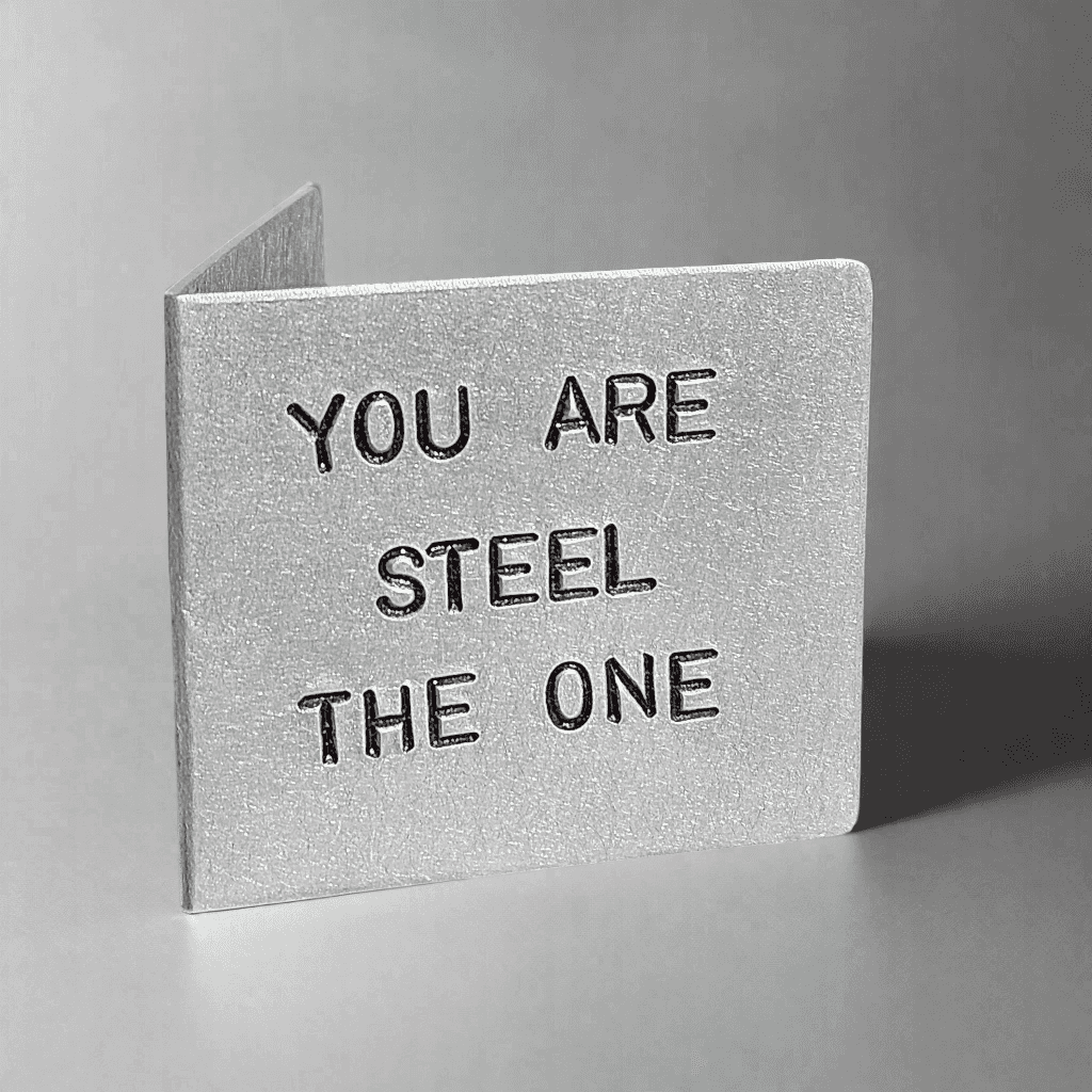 Steel The One Metal Hand Stamped 11th Wedding Anniversary Card
