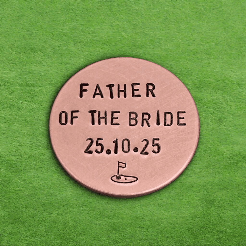 Father Of The Bride Gift  Personalised Copper Golf Ball Marker Gifts Dad Wedding Day