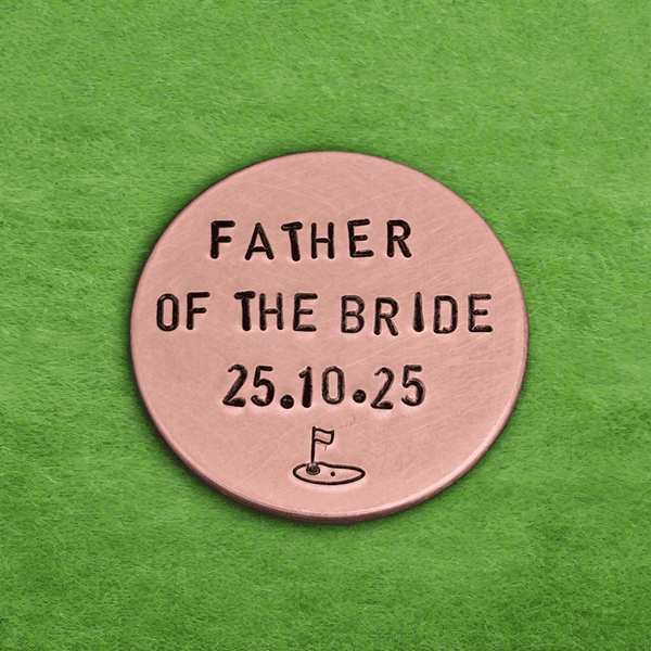 Father Of The Bride Gift  Personalised Copper Golf Ball Marker Gifts Dad Wedding Day