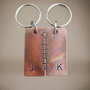 Personalised 8th Wedding Bronze Anniversary Gifts For Him Her Husband Wife Keychain Keyring Matching Set