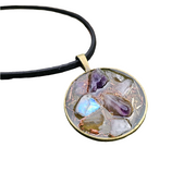 Amethyst Moonstone Orgonite Necklace Orgone Gemstone Rose Quartz Pendant Choker