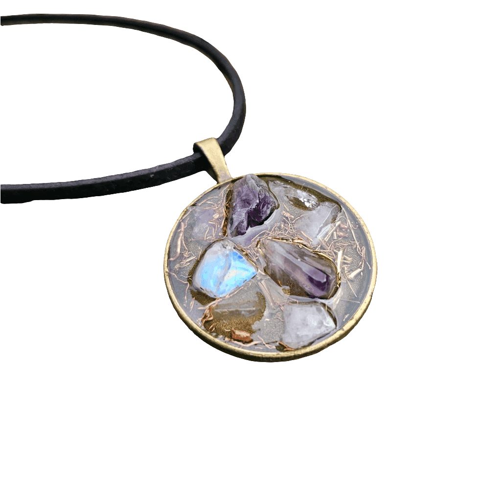 Amethyst Moonstone Orgonite Necklace