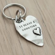 11 Years And Counting Heart Keyring 11th Anniversary Steel Gifts Husband Wife Keychain