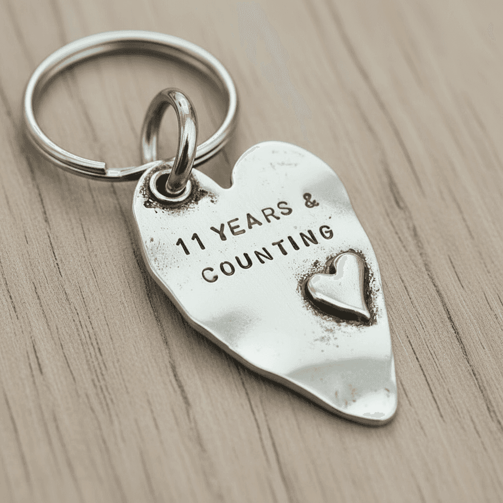 11 Years And Counting Heart Keyring 11th Anniversary Steel Gifts Husband Wife Keychain