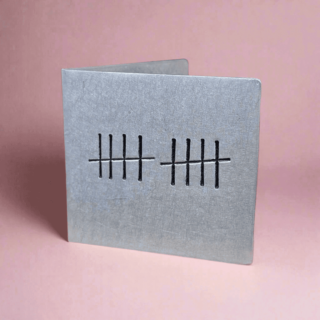 10 Years Tally Mark Personalised Hand Stamped 10th Anniversary Card