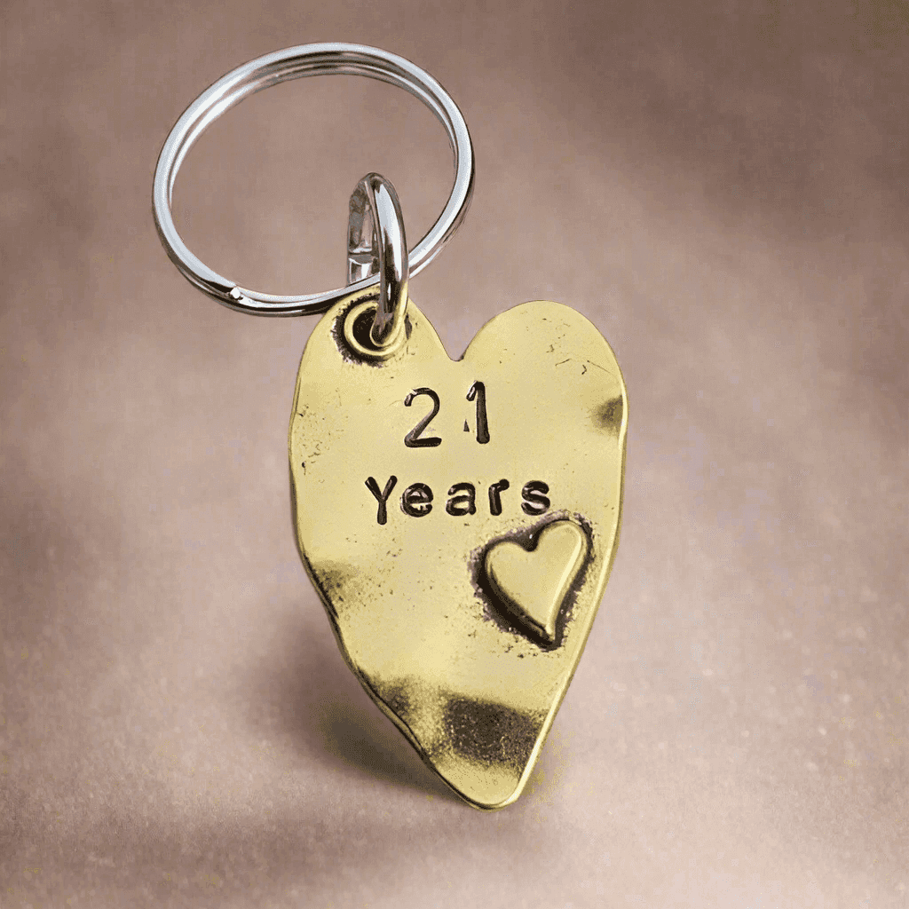 21st Wedding Anniversary 21 Years Keyring Gifts Brass Keychain