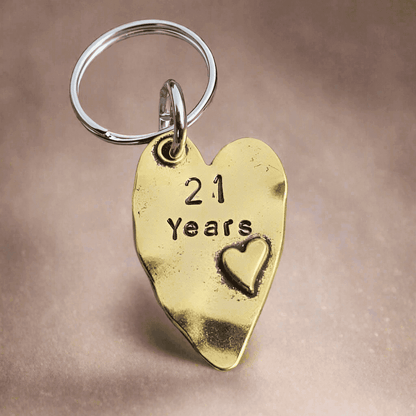 21st Wedding Anniversary 21 Years Keyring Gifts Brass Keychain
