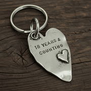 18 Years And Counting Heart Keyring 18th Anniversary Gifts Husband Wife Keychain
