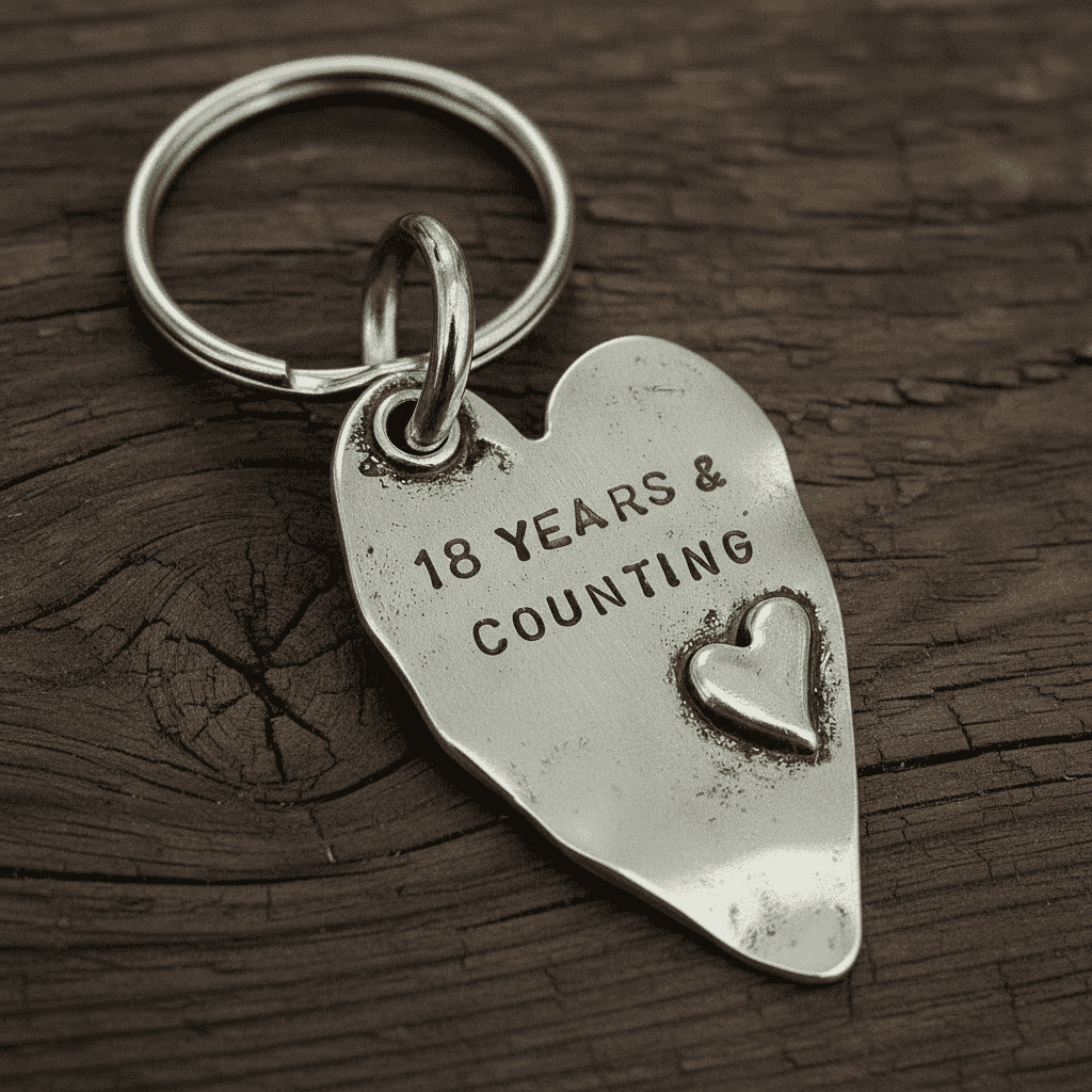18 Years And Counting Heart Keyring 18th Anniversary Gifts Husband Wife Keychain