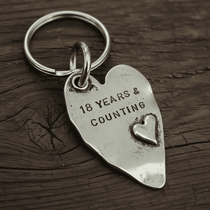 18 Years And Counting Heart Keyring 18th Anniversary Gifts Husband Wife Keychain