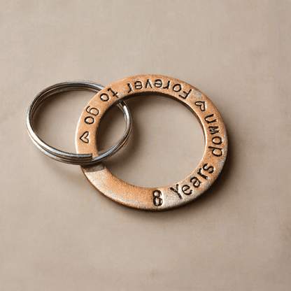 8 Years Down Forever To Go 8th Bronze Anniversary Gifts Keychain