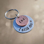 I Still Do Hand Stamped Lucky Penny Keyring Wedding Anniversary Copper Keychain