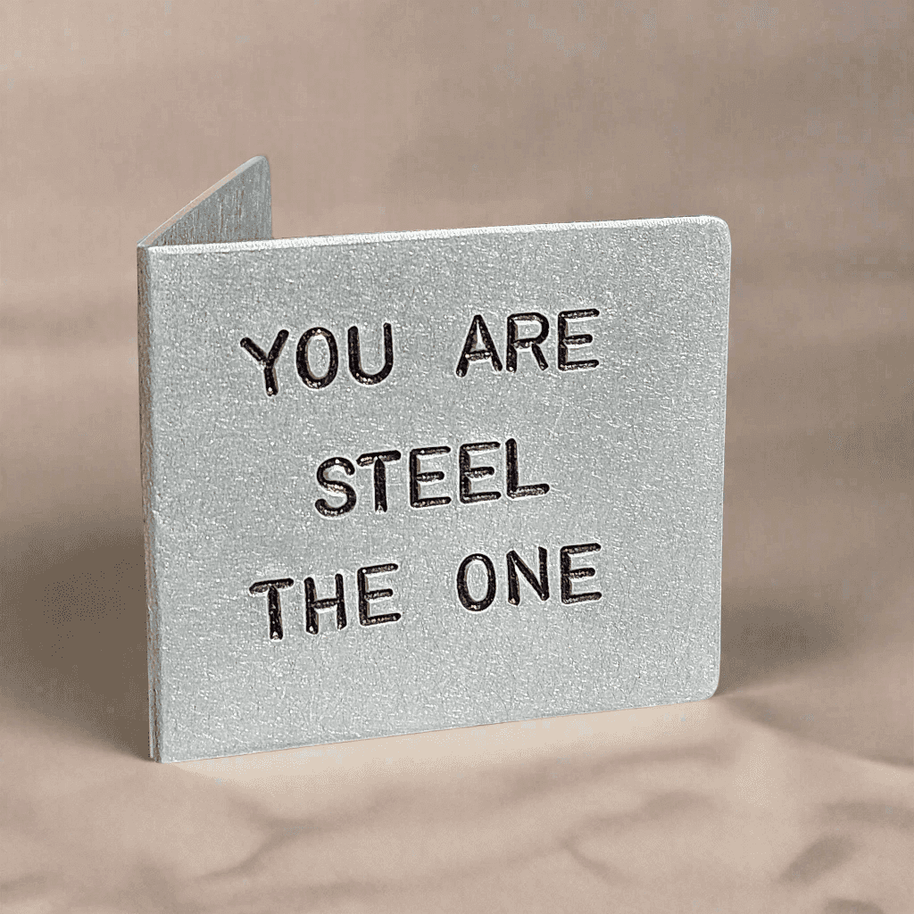 Steel The One Metal Hand Stamped 11th Wedding Anniversary Card