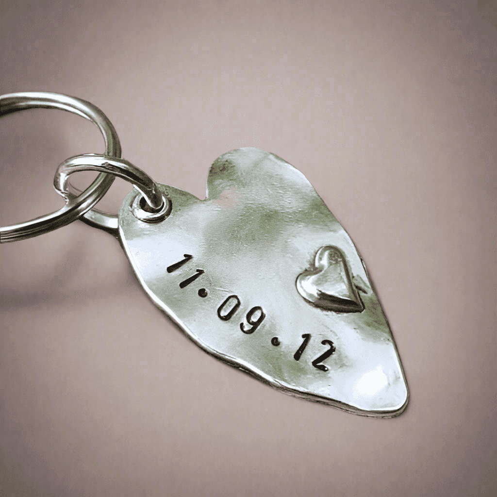 Personalised Heart Keyring Anniversary Gifts Husband Wife Keychain