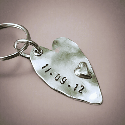 Personalised Heart Keyring Anniversary Gifts Husband Wife Keychain