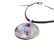 Amethyst Moonstone Orgonite Necklace Orgone Gemstone Rose Quartz Pendant Choker