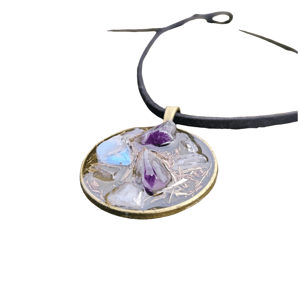  Amethyst Moonstone Orgonite Necklace